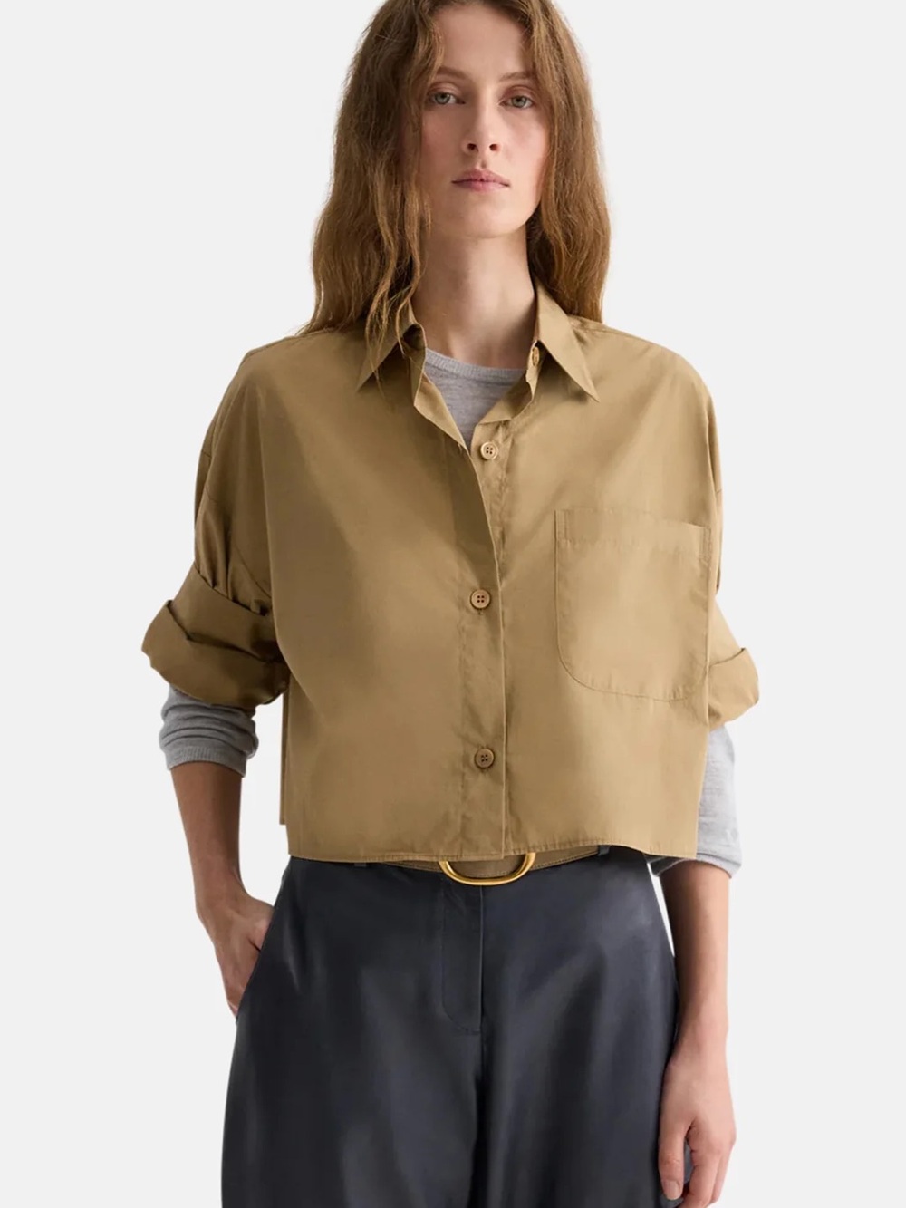 NWT NEXT EX SHIRT IN SUPERFINE COTTON PETRIFIED OAK SIZE MEDIUM/LARGE